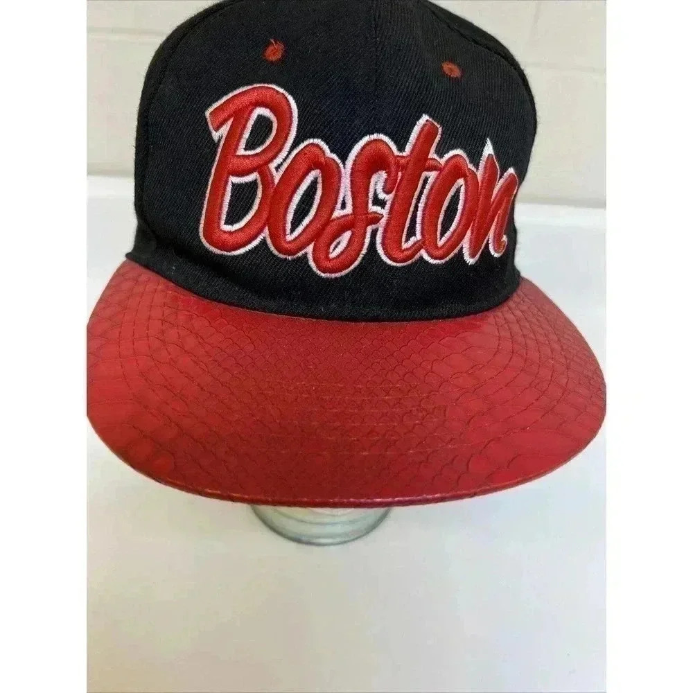 Boston Black And Red Snapback Baseball Hat One Size Adult